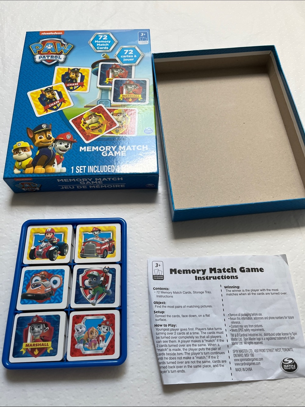 PAW PATROL Kids Memory Match Card Game 72 Cards Nick Jr Spin Master Brand New